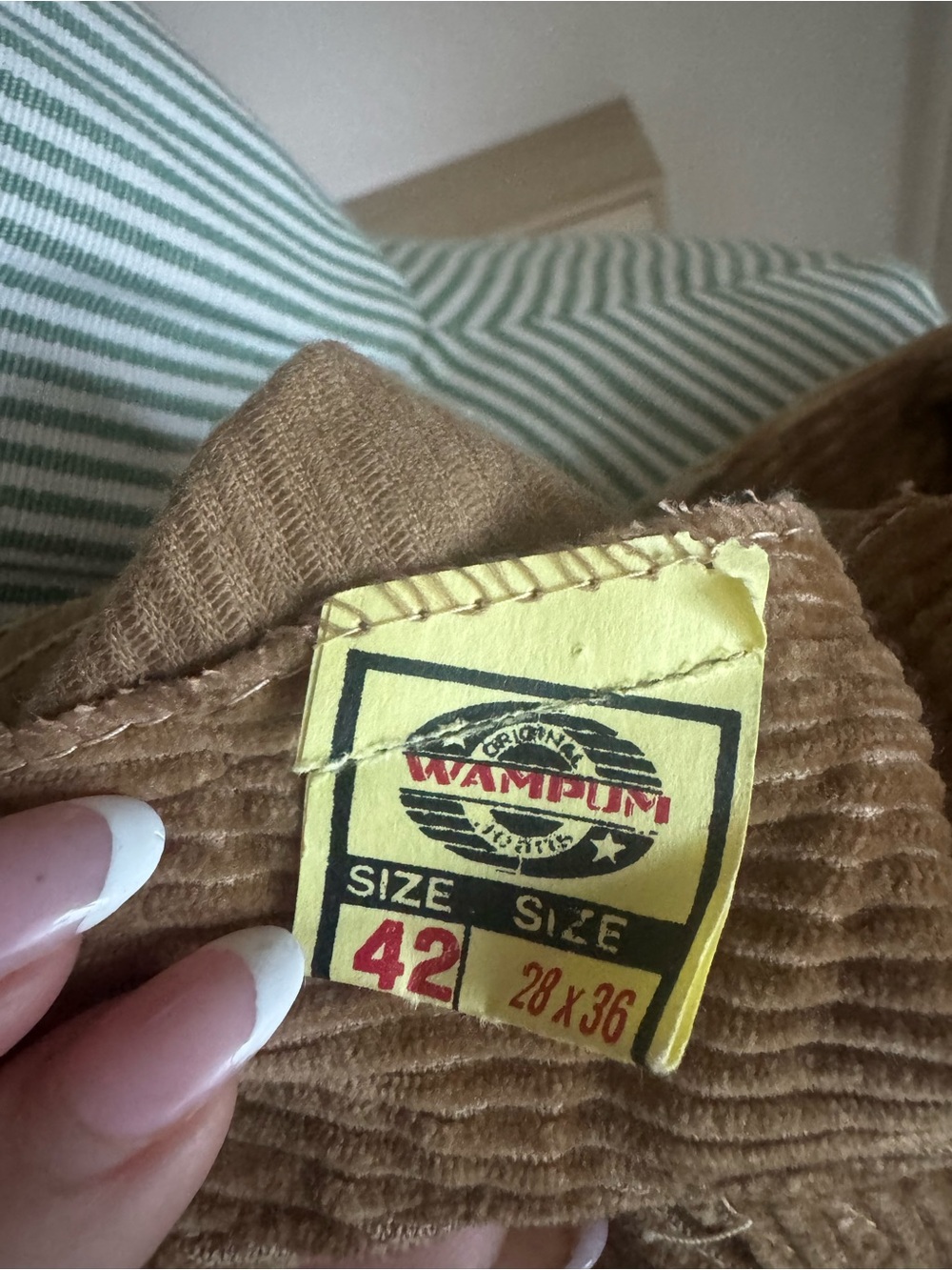 Vintage Wampum Tan Corduroy Overalls 28x36 - Picture 4 of 5